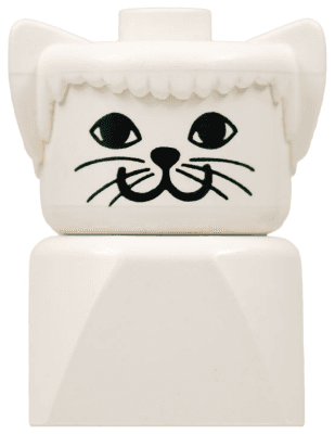 Duplo 2 x 2 x 2 Figure Brick Early, Cat on White Base, White Head