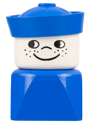 LEGO Duplo 2 x 2 x 2 Figure Brick Early Male on Blue Base Blue Sailor Hat Freckles (dupfig021) Duplo Minifigure