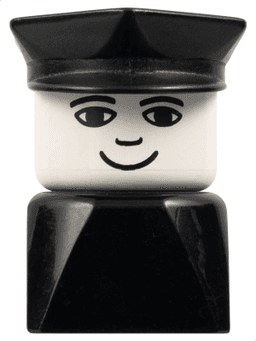 LEGO Duplo 2 x 2 x 2 Figure Brick Early Male on Black Base Black Police Hat (dupfig035) minifigure