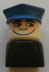 LEGO Duplo 2 x 2 x 2 Figure Brick Early Male on Black Base Blue Police Hat (dupfig037) Duplo Minifigure