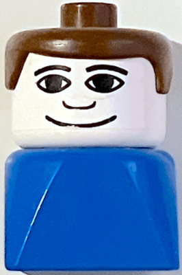 LEGO Duplo 2 x 2 x 2 Figure Brick Early Male on Blue Base Brown Hair (dupfig044) Duplo Minifigure