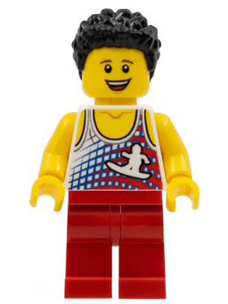 LEGO Male Tank Top with Surfer Silhouette Black Hair (edu010) minifigure