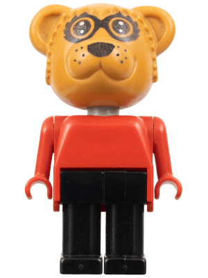 Fabuland Bear - Roger Raccoon, Black Legs, Red Top, Small Eyes Mask