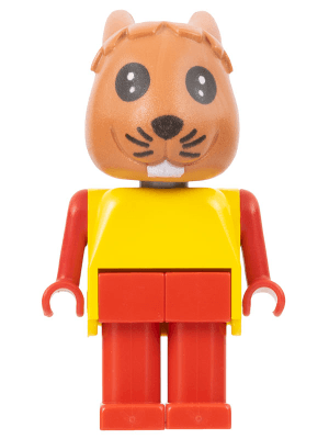 Fabuland Rabbit - Rufus Rabbit, Brown Head, Red Legs and Arms, Yellow Top
