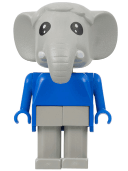 Fabuland Elephant - Ernie Elephant, Light Gray Legs, Blue Top and Arms