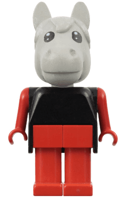 Fabuland Horse - Harry Horse, Light Gray Head, Red Legs, Black Top