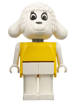 Fabuland Lamb - Lucy Lamb (Nurse), Yellow Top, White Eyes, Eyelashes Up