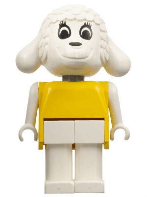 Fabuland Lamb - Lucy Lamb (Nurse), Yellow Top, White Eyes, Eyelashes Up