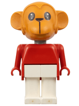 Fabuland Monkey - Gabriel Gorilla, Brown Head, White Legs, Red Top