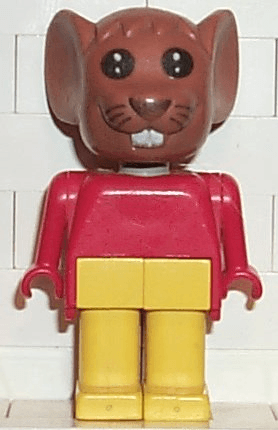 Fabuland Mouse - Maximillian Mouse (Max), Brown Head, Yellow Legs, Red Top