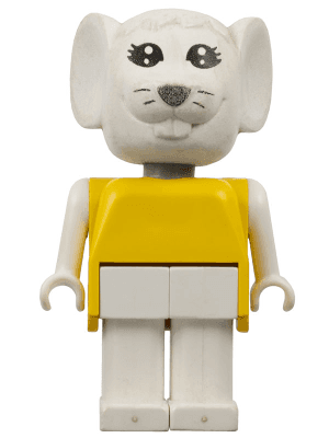 Fabuland Mouse - Marjorie Mouse, White Head and Legs, Yellow Top