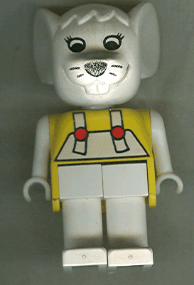 Fabuland Mouse - Marjorie Mouse, White Head and Legs / Overalls, Yellow Top