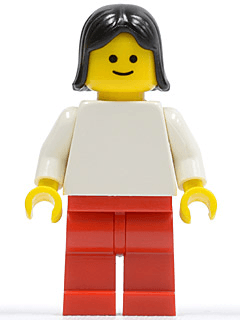 LEGO Plain White Torso with White Arms Black Female Hair (fmf001) minifigure