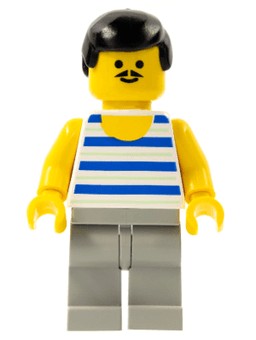 LEGO Horizontal Blue and Light Green Stripes Black Male Hair (fre004) minifigure