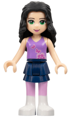 Friends Emma - Dark Blue Layered Skirt, Medium Lavender Top, White Boots
