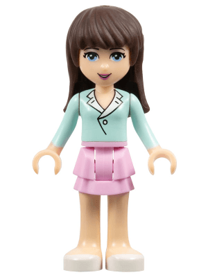 Friends Sophie - Bright Pink Layered Skirt, Light Aqua Long Sleeve Blouse Top