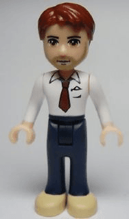 Friends Peter - Dark Blue Trousers, White Shirt and Red Tie, Dark Tan Shoes