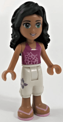 Friends Ella - Magenta Halter Top with Flowers, White Cropped Trousers, Bright Pink Sandals