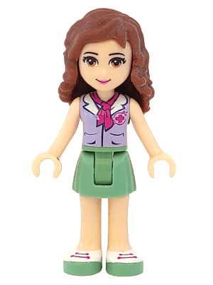 Friends Olivia (Light Nougat) - Sand Green Skirt, Lavender Top with Red Cross Logo and Scarf