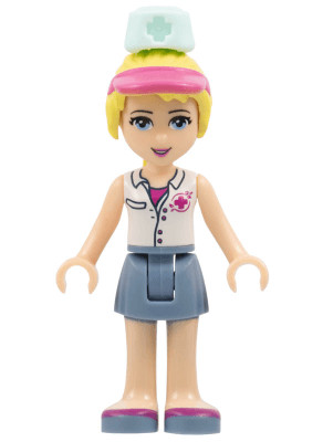 Friends Stephanie - Sand Blue Skirt, White Top with Red Cross Logo, Light Aqua Nurse Hat