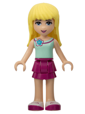 Friends Stephanie - Magenta Layered Skirt, Light Aqua Top with Flower