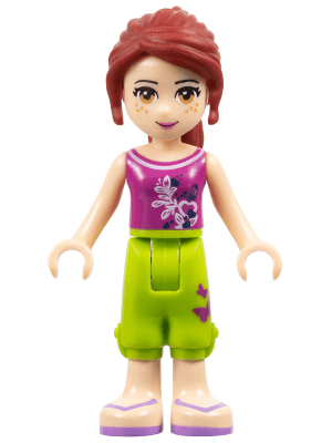 Friends Mia - Lime Cropped Trousers, Magenta Top
