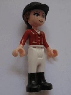 Friends Mia - White Riding Pants, Red Jacket, Black Riding Helmet