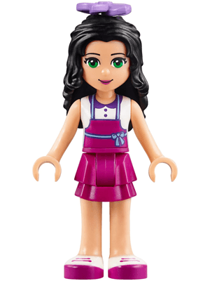 Friends Emma - Magenta Layered Skirt, White Top with Magenta Apron, Medium Lavender Flower