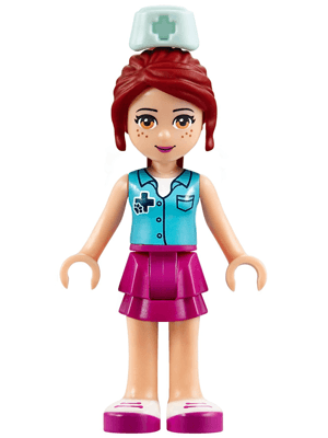 Friends Mia - Magenta Layered Skirt, Medium Azure Top with Cross Logo and Nurse Hat