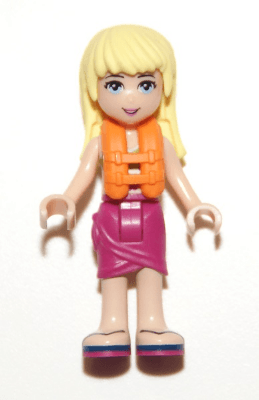 Friends Stephanie - Magenta Wrap Skirt, Lime Bikini Top, Life Jacket