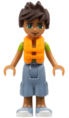 Friends Liam - Sand Blue Long Shorts, Lime and Yellow T-Shirt, Life Jacket