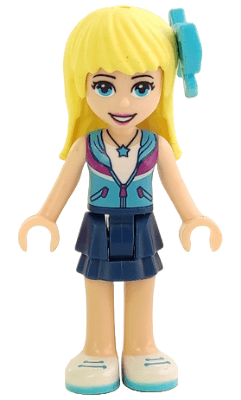 Friends Stephanie - Dark Blue Layered Skirt, Medium Azure and Dark Purple Vest, Medium Azure Bow