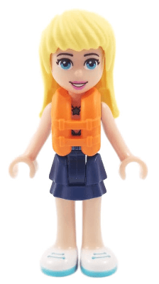 Friends Stephanie - Dark Blue Layered Skirt, Medium Azure and Dark Purple Top, Life Jacket