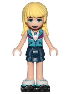 Friends Stephanie - Dark Blue Layered Skirt, Medium Azure and Dark Purple Vest, Black Roller Skates