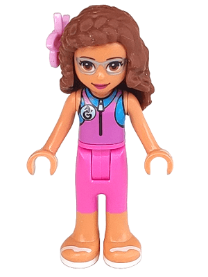 Friends Olivia (Nougat) - Dark Pink Wetsuit, Flower