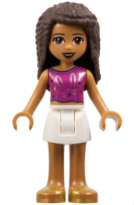 Friends Andrea - White Skirt, Magenta Sleeveless Shirt with Hearts and Rabbit Face
