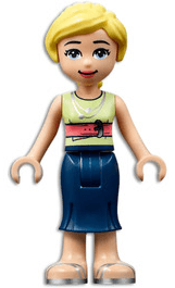 Friends Marisa - Dark Blue Skirt, Yellowish Green Shirt with Coral Belt, Silver Sandals