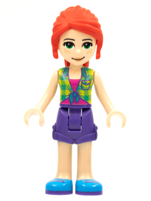 Friends Mia - Lime Plaid Shirt, Dark Purple Shorts