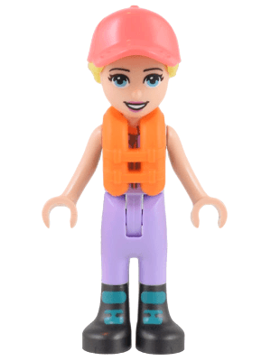Friends Stephanie - Lavender Sailing Outfit, Coral Cap, Orange Life Jacket