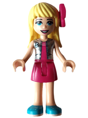 Friends Stephanie - Magenta Skirt and Top with Silver Vest, Magenta Bow