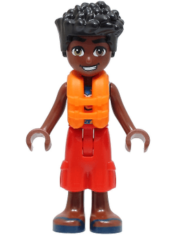 Friends Zac - Blue Shirt with Red Symbols and Yellow Splotches, Red Trousers, Dark Blue Sandals, Orange Life Jacket
