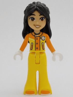 Friends Liann - Orange and Yellow Ski Suit / Jacket, Trousers Bell-Bottoms, Orange Shoes