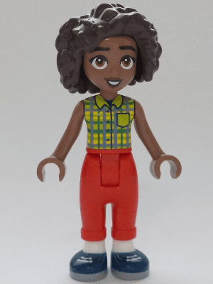 Friends Aliya - Lime Top, Red Trousers, Dark Blue Shoes