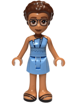 Friends Olivia (Adult) - Bright Light Blue Dress, Black Sandals