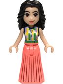 Friends Emma (Adult) - Pleated Coral Skirt, Dark Blue, Medium Lavender, Yellow, Green, and White Top