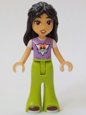 Friends Liann - Medium Lavender Top, Lime Trousers Bell-Bottoms, Dark Red Shoes, Smile with Top Teeth