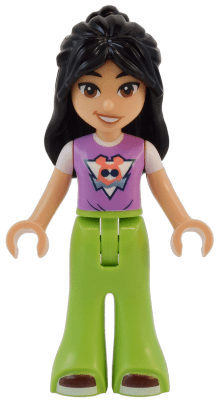 Friends Liann - Medium Lavender Top,  Lime Trousers Bell-Bottoms, Dark Red Shoes, Lopsided Smile