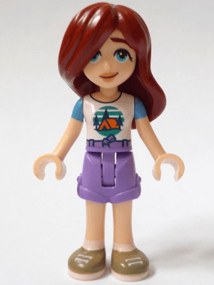 Friends Paisley - White T-Shirt with Tent, Medium Lavender Shorts, Dark Tan Shoes