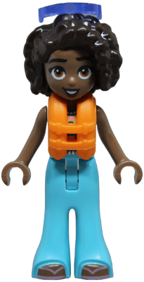 Friends Aliya - White Crochet Top, Medium Azure Trousers Bell-Bottoms, Metallic Pink Flip Flops, Orange Life Jacket, Trans-Purple Sunglasses