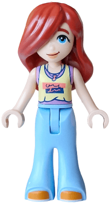 Friends Paisley - Bright Light Yellow and Medium Lavender Tank Top, Bright Light Blue Trousers Bell-Bottoms, Orange Shoes